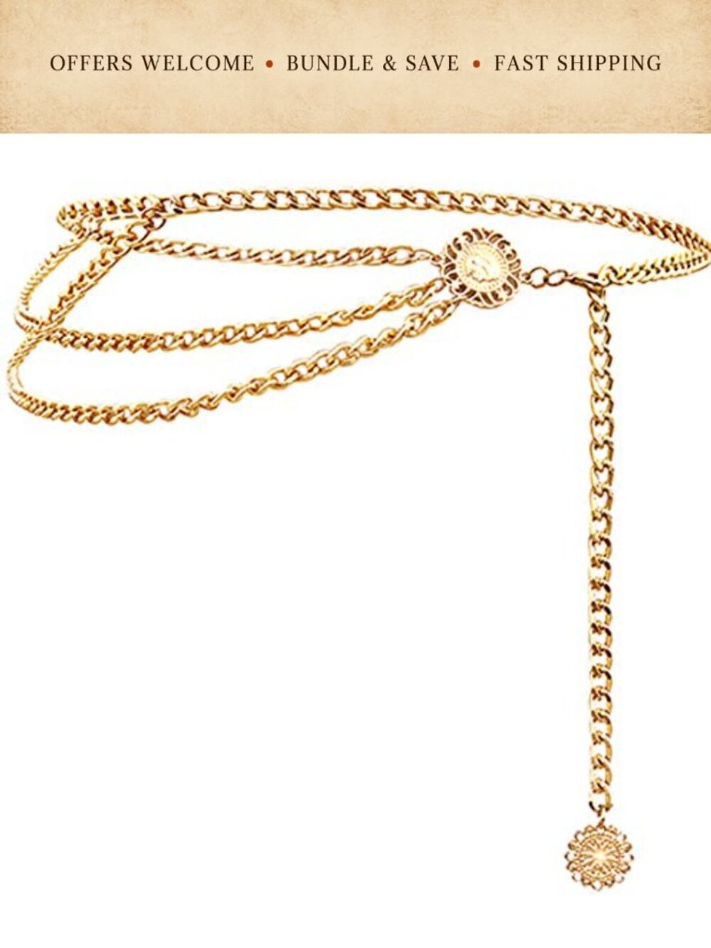 Multilayer Metal Waist Chain Dress Belt Alloy Coin Pendant Adjustable